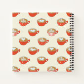 Schattigee Latte Art in Rode Koffiemokken Patroon Notitieboek (Achterkant)
