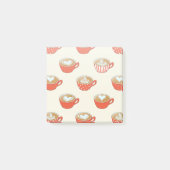 Schattigee Latte Art in Rode Koffiemokken Patroon Post-it® Notes (Voorkant)