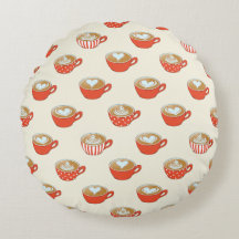 Schattigee Latte Art in Rode Koffiemokken Patroon