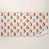 Schattigee Latte Art in Rode Koffiemokken Patroon Strandlaken (Voorkant)