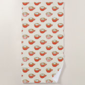 Schattigee Latte Art in Rode Koffiemokken Patroon Strandlaken (Voorkant)