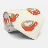 Schattigee Latte Art in Rode Koffiemokken Patroon Stropdas (Opgerold)