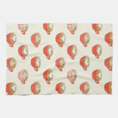 Schattigee Latte Art in Rode Koffiemokken Patroon Theedoek (Horizontaal)