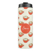 Schattigee Latte Art in Rode Koffiemokken Patroon Thermosbeker (Voorkant)