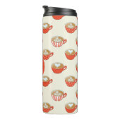 Schattigee Latte Art in Rode Koffiemokken Patroon Thermosbeker (Geroteerd rechts)