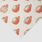 Schattigee Latte Art in Rode Koffiemokken Patroon Tissuepapier (Detail)