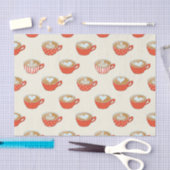 Schattigee Latte Art in Rode Koffiemokken Patroon Tissuepapier (Craft)