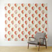 Schattigee Latte Art in Rode Koffiemokken Patroon Wandkleed (In Situ (horizontaal))