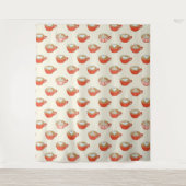 Schattigee Latte Art in Rode Koffiemokken Patroon Wandkleed (Voorkant)