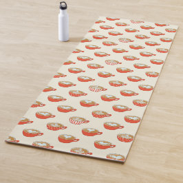 Schattigee Latte Art in Rode Koffiemokken Patroon Yogamat