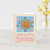 Schattigee latte glimlacht aan je denken kaart (Gele Bloem)