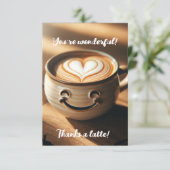 Schattigee latte koffie met hart schuim kunst bedankkaart (Staand voorkant)