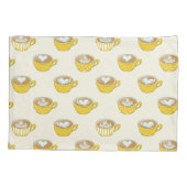 Schattigee latte kunst in gele koffiemokken patroo kussensloop (Achterkant)