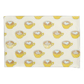 Schattigee latte kunst in gele koffiemokken patroo kussensloop (Voorkant)