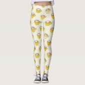Schattigee latte kunst in gele koffiemokken patroo leggings (Voorkant)