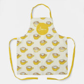Schattigee latte kunst in gele koffiemokken patroo schort (Voorkant)