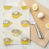 Schattigee latte kunst in gele koffiemokken patroo theedoek (Quarter Fold)