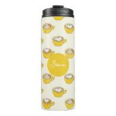 Schattigee latte kunst in gele koffiemokken patroo thermosbeker (Voorkant)