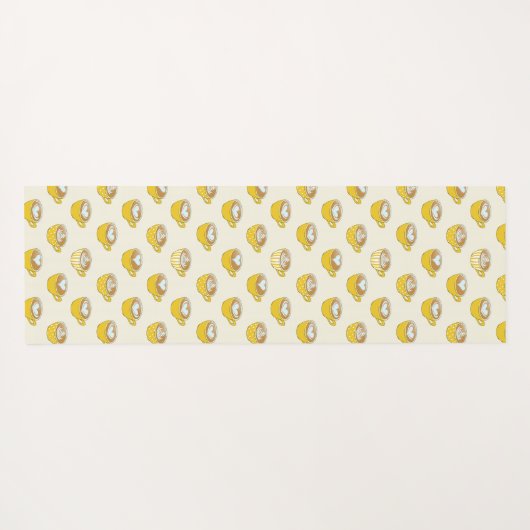 Schattigee latte kunst in gele koffiemokken patroo yogamat (Achterkant (horizontaal))