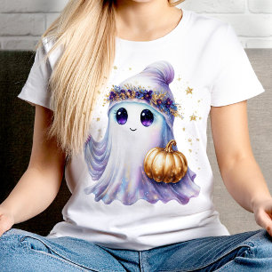Schattigee Lavendar Paarse Ghost Halloween Bougie T-shirt