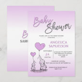 Schattigee LAVENDEL Mama Olifant & Baby shower Kaart (Voorkant / Achterkant)