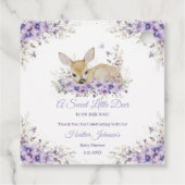Schattigee Lavendel Paarse Floral Deer Baby shower Bedankjes Labels (Achterkant)