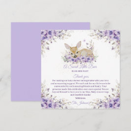 Schattigee Lavendel Paarse Floral Deer Baby shower Bedankkaart