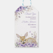 Schattigee Lavendel Paarse Floral Deer Baby shower Cadeaulabel (Achterkant)