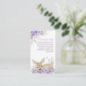 Schattigee Lavendel Paarse Floral Deer Baby shower Informatiekaartje (Staand voorkant)