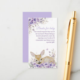 Schattigee Lavendel Paarse Floral Deer Baby shower Informatiekaartje