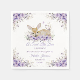 Schattigee Lavendel Paarse Floral Deer Baby shower Servet