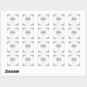 Schattigee Lavendel Paarse Floral Deer Baby shower Vierkante Sticker (Vel)