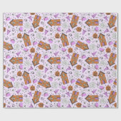 Schattigee Lavendel Paarse Halloween spookhuis kun Cadeaupapier (Vlak)