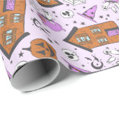 Schattigee Lavendel Paarse Halloween spookhuis kun Cadeaupapier (Rol Hoek)
