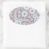 Schattigee Lavendel Wit Blauw Fantasy Daisies Ovale Sticker (Tas)