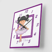 Schattigee lavendelballerina gepersonaliseerd vierkante klok (Hoek)