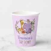 Schattigee LavenderJungle Safari Waterverf Baby sh Papieren Bekers (Voorkant)
