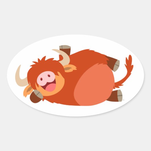 Schattigee Lazy Cartoon Highland Koe Sticker (Voorkant)