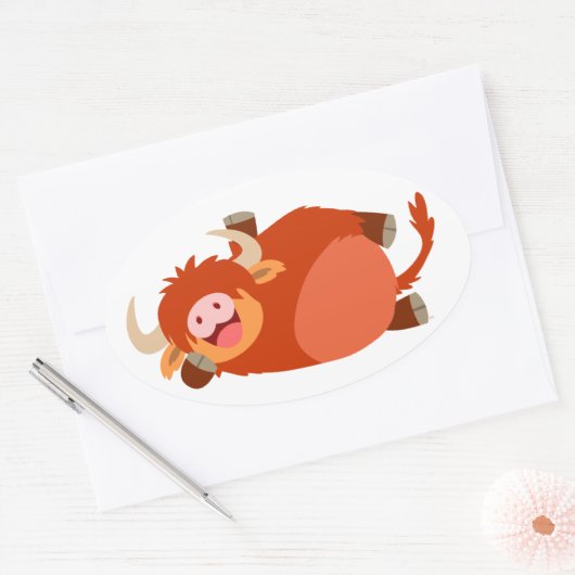 Schattigee Lazy Cartoon Highland Koe Sticker (Envelop)