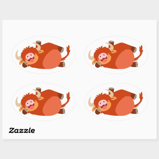 Schattigee Lazy Cartoon Highland Koe Sticker (Vel)
