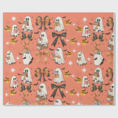 Schattigee lectuur Halloween Ghosts Bows Bats Cadeaupapier (Vlak)