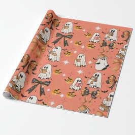 Schattigee lectuur Halloween Ghosts Bows Bats Cadeaupapier