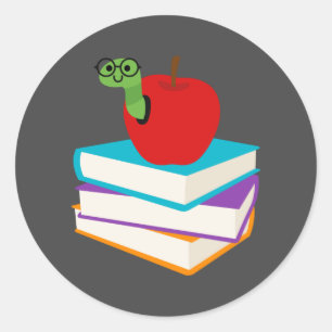 Schattigee leesboekenwurm ronde sticker