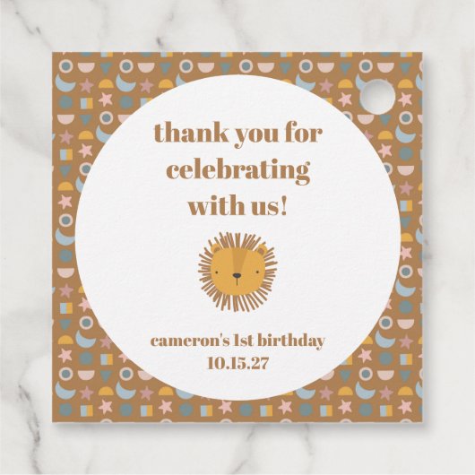 Schattigee leeuw baby dier aangepaste verjaardag d bedankjes labels (Achterkant)