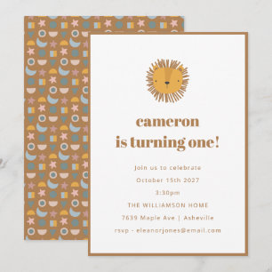 Schattigee Leeuw Baby Kinder Dier 1e Verjaardagsfe Kaart