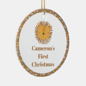 Schattigee Leeuw Baby Kinder Dier Custom Eerste Ke Keramisch Ornament (Rechts)