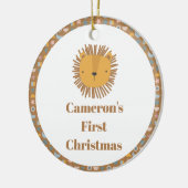 Schattigee Leeuw Baby Kinder Dier Custom Eerste Ke Keramisch Ornament (Links)