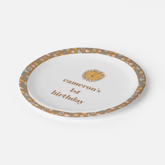 Schattigee Leeuw Baby Kinder Dier Custom Verjaarda Papieren Bordje (Gekanteld)