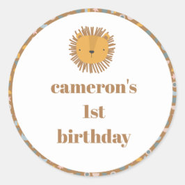 Schattigee Leeuw Baby Kinder Dier Custom Verjaarda Ronde Sticker