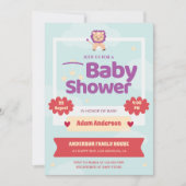 Schattigee Leeuw Baby shower Uitnodiging - Gendern (Voorkant)